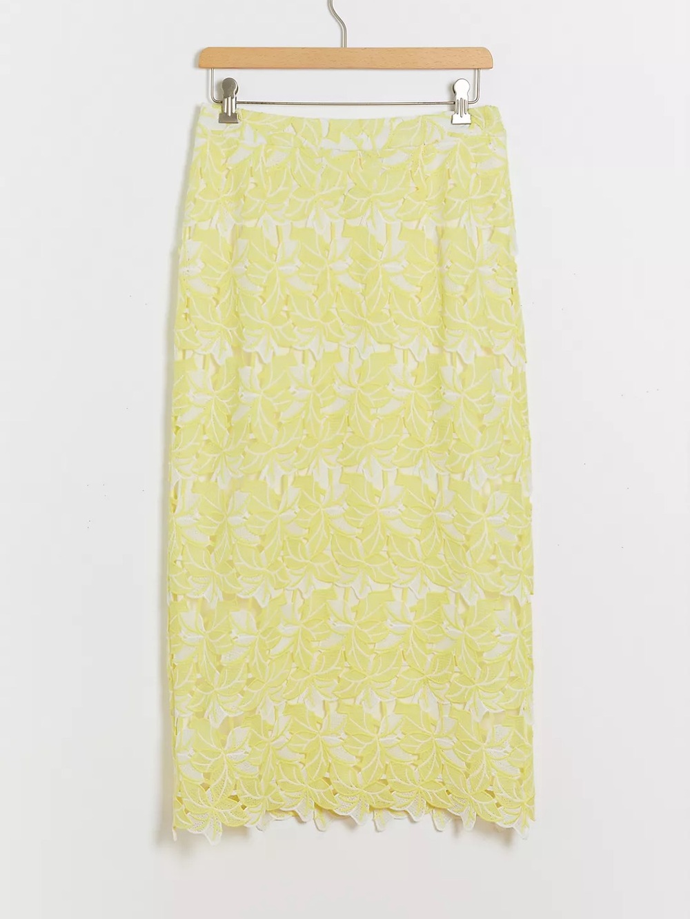 NWT Anthropologie Buttercup Eyelet Midi Skirt Yellow & White Medium